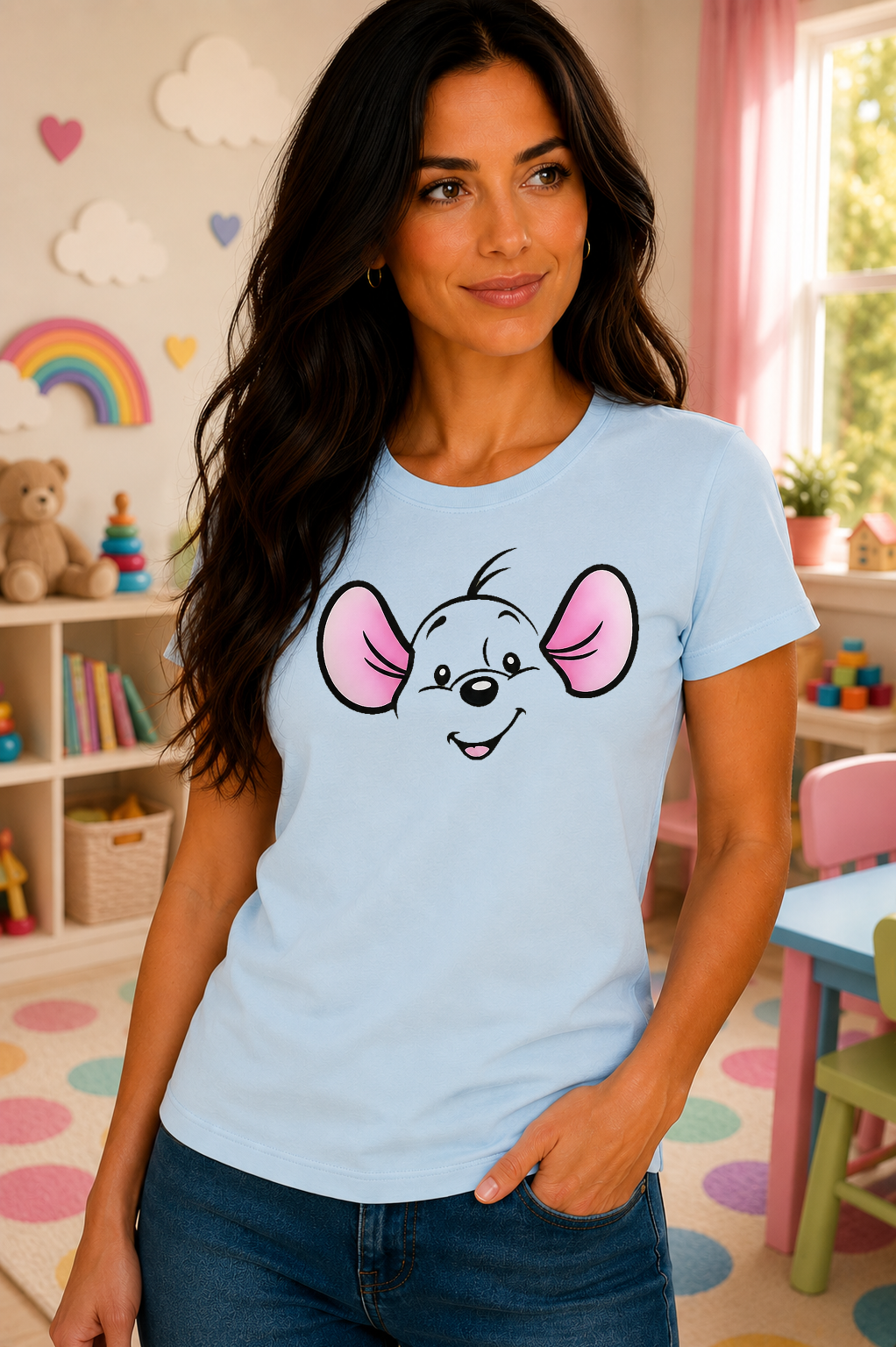 Cute Peekaboo Mouse Face T-Shirt