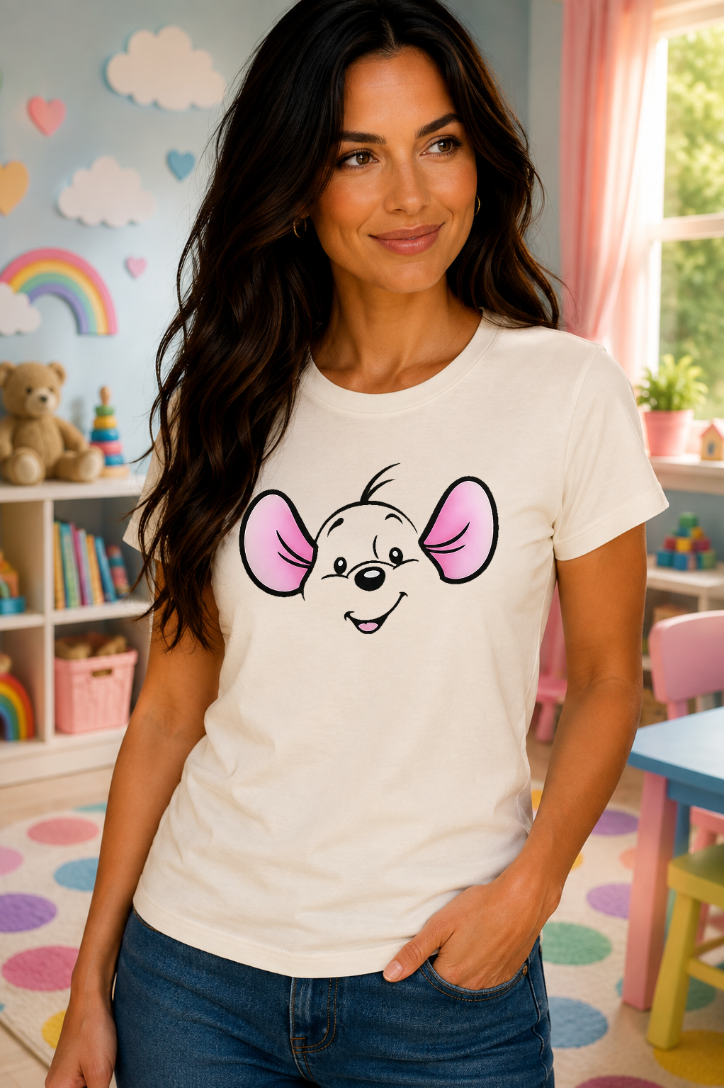 Cute Peekaboo Mouse Face T-Shirt