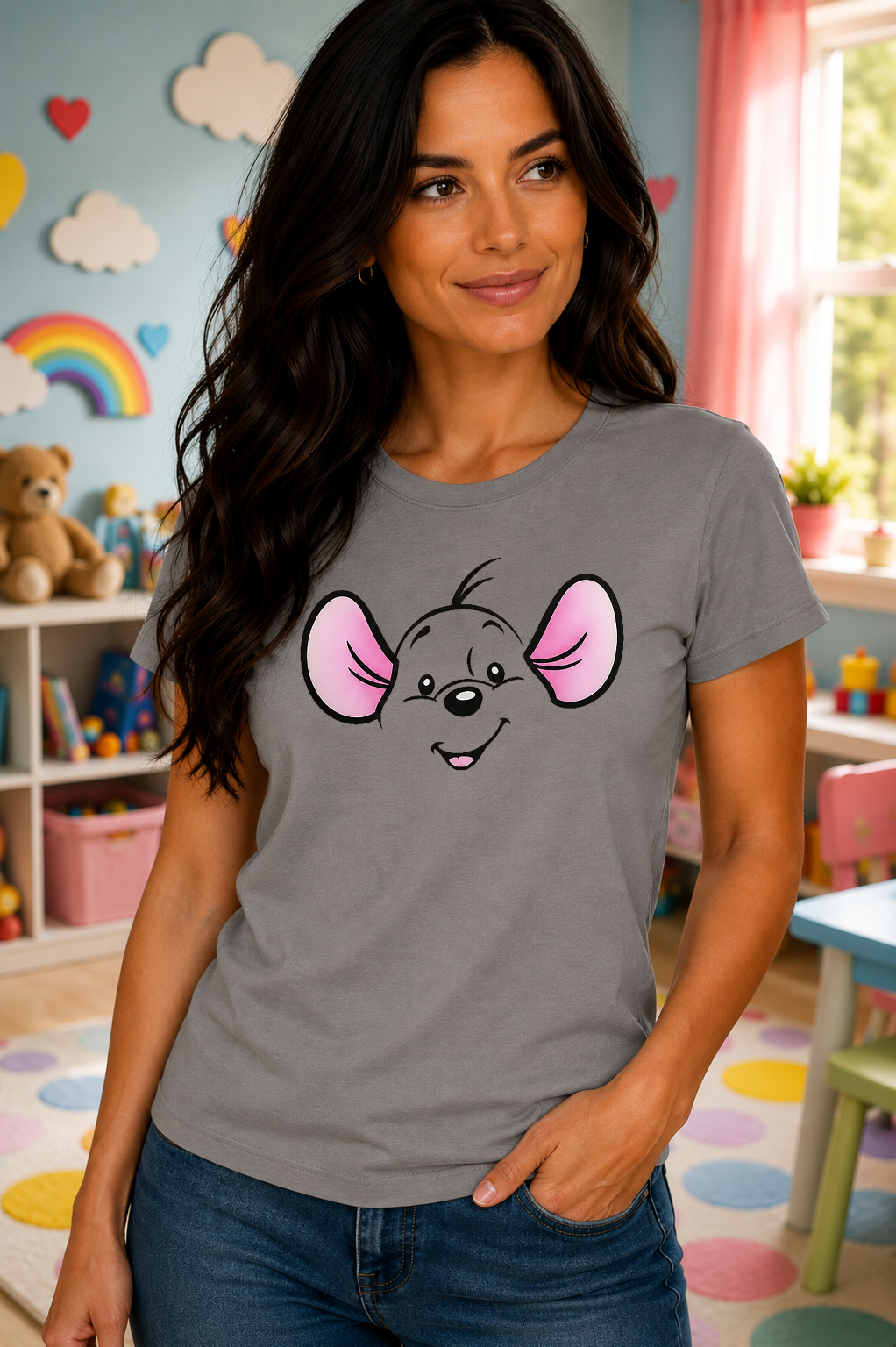 Cute Peekaboo Mouse Face T-Shirt