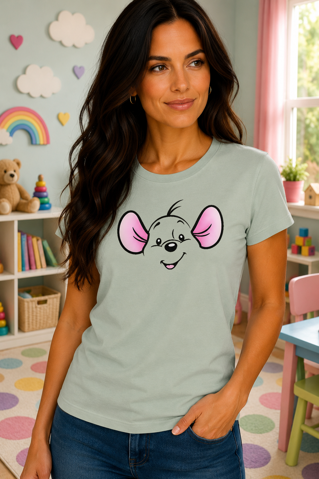 Cute Peekaboo Mouse Face T-Shirt