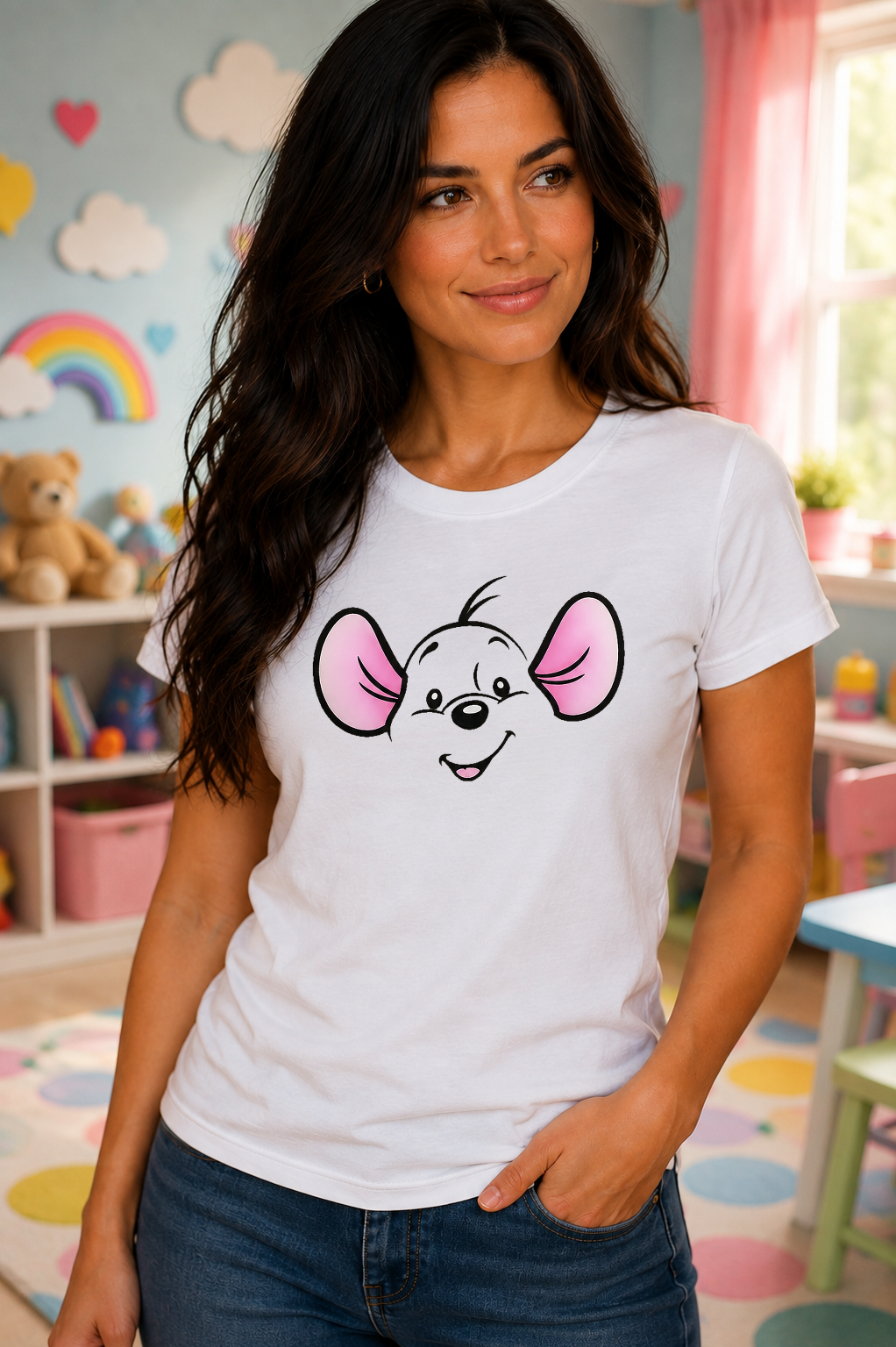 Cute Peekaboo Mouse Face T-Shirt