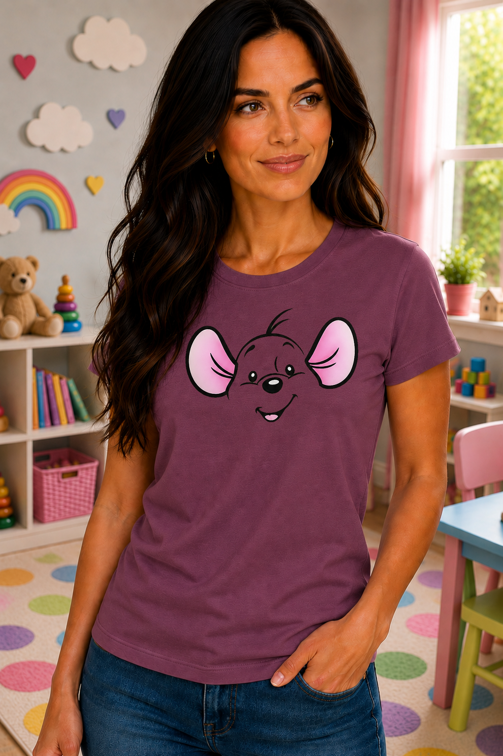 Cute Peekaboo Mouse Face T-Shirt