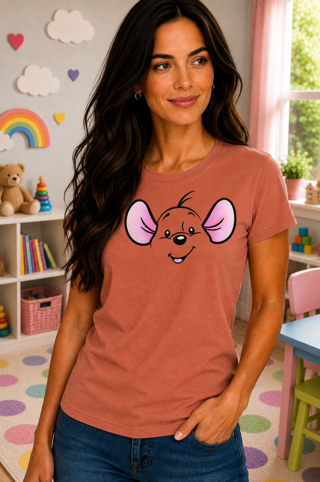 Cute Peekaboo Mouse Face T-Shirt