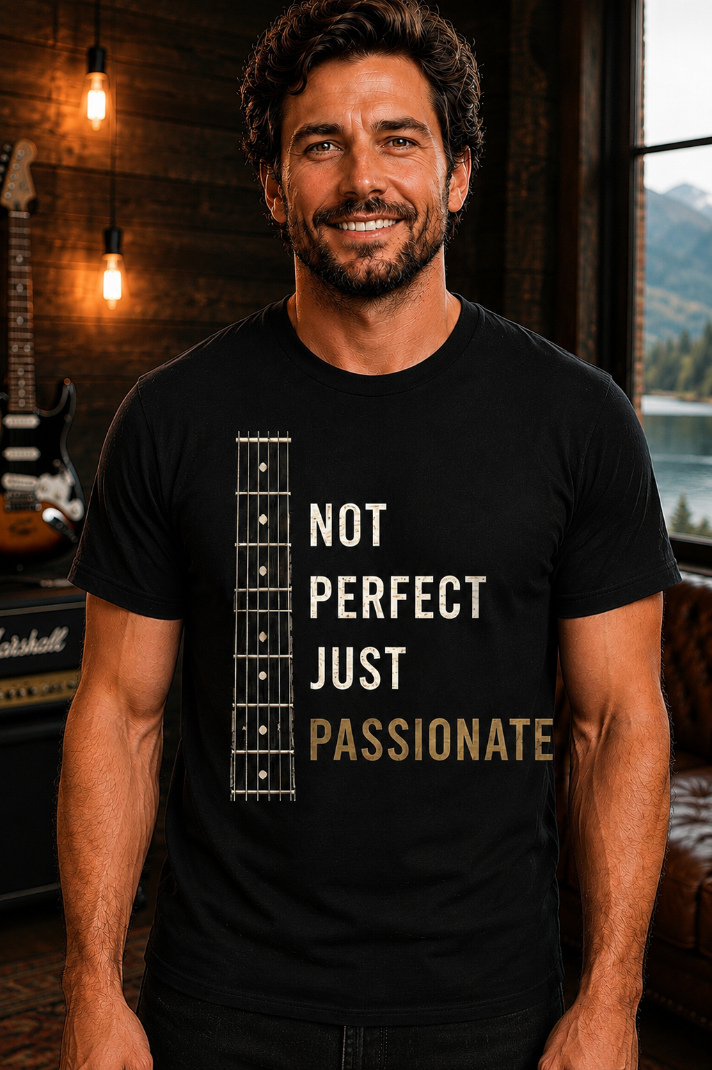 Not Perfect Just Passionate Guitar Player T-Shirt