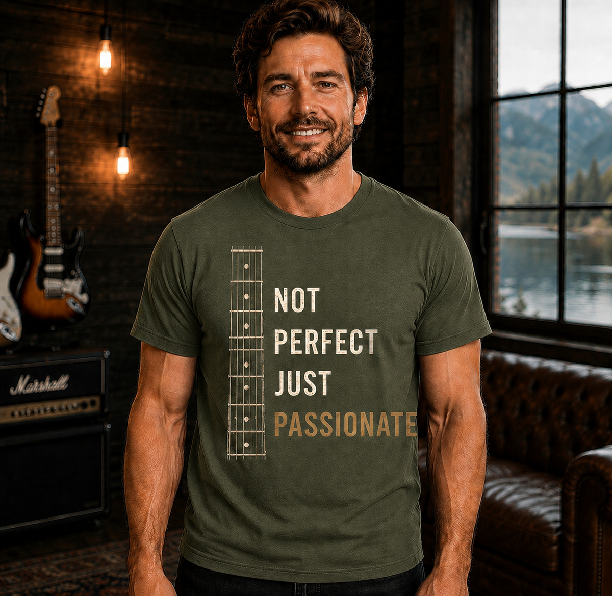 Not Perfect Just Passionate Guitar Player T-Shirt