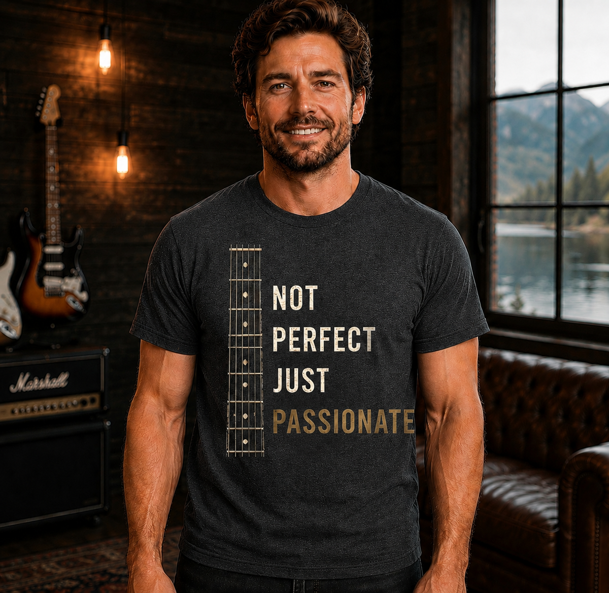 Not Perfect Just Passionate Guitar Player T-Shirt