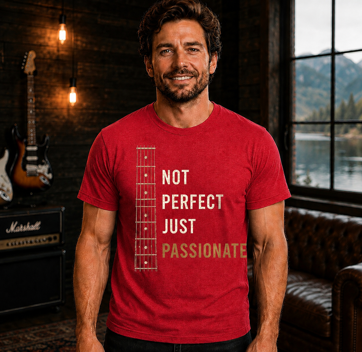 Not Perfect Just Passionate Guitar Player T-Shirt