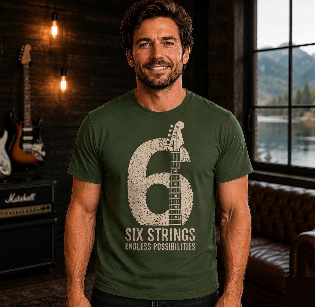 Six Strings Endless Possibilities Guitar Player T-Shirt