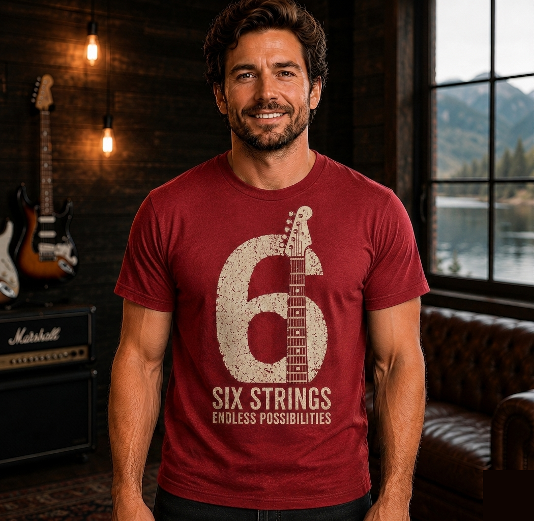 Six Strings Endless Possibilities Guitar Player T-Shirt