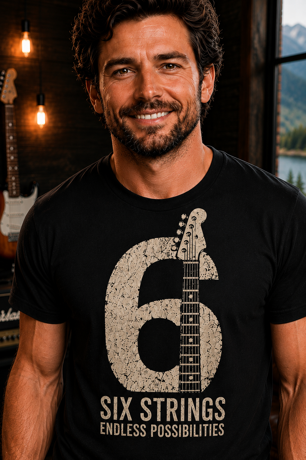 Six Strings Endless Possibilities Guitar Player T-Shirt