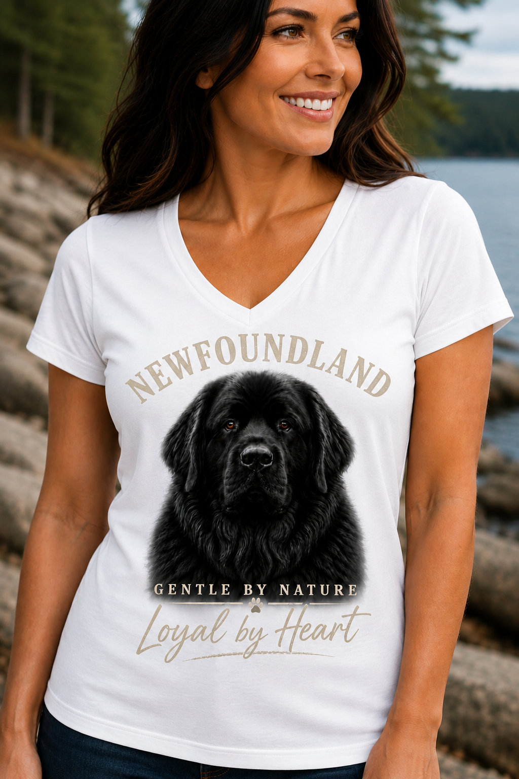 Newfoundland Loyal by Heart V-neck T-Shirt