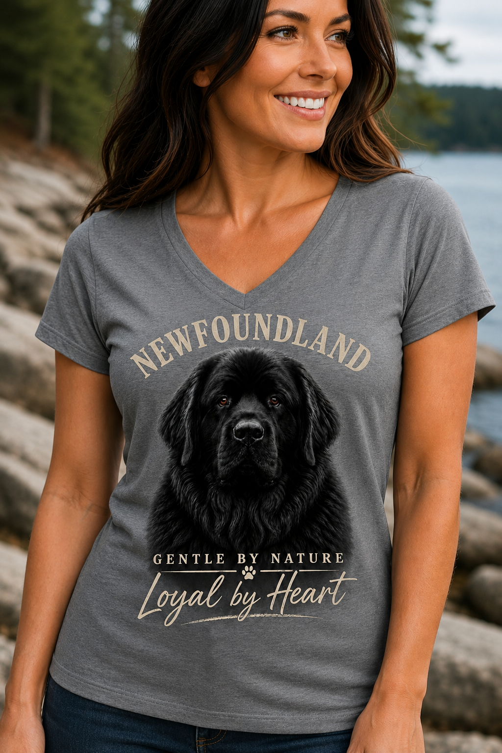 Newfoundland Loyal by Heart V-neck T-Shirt