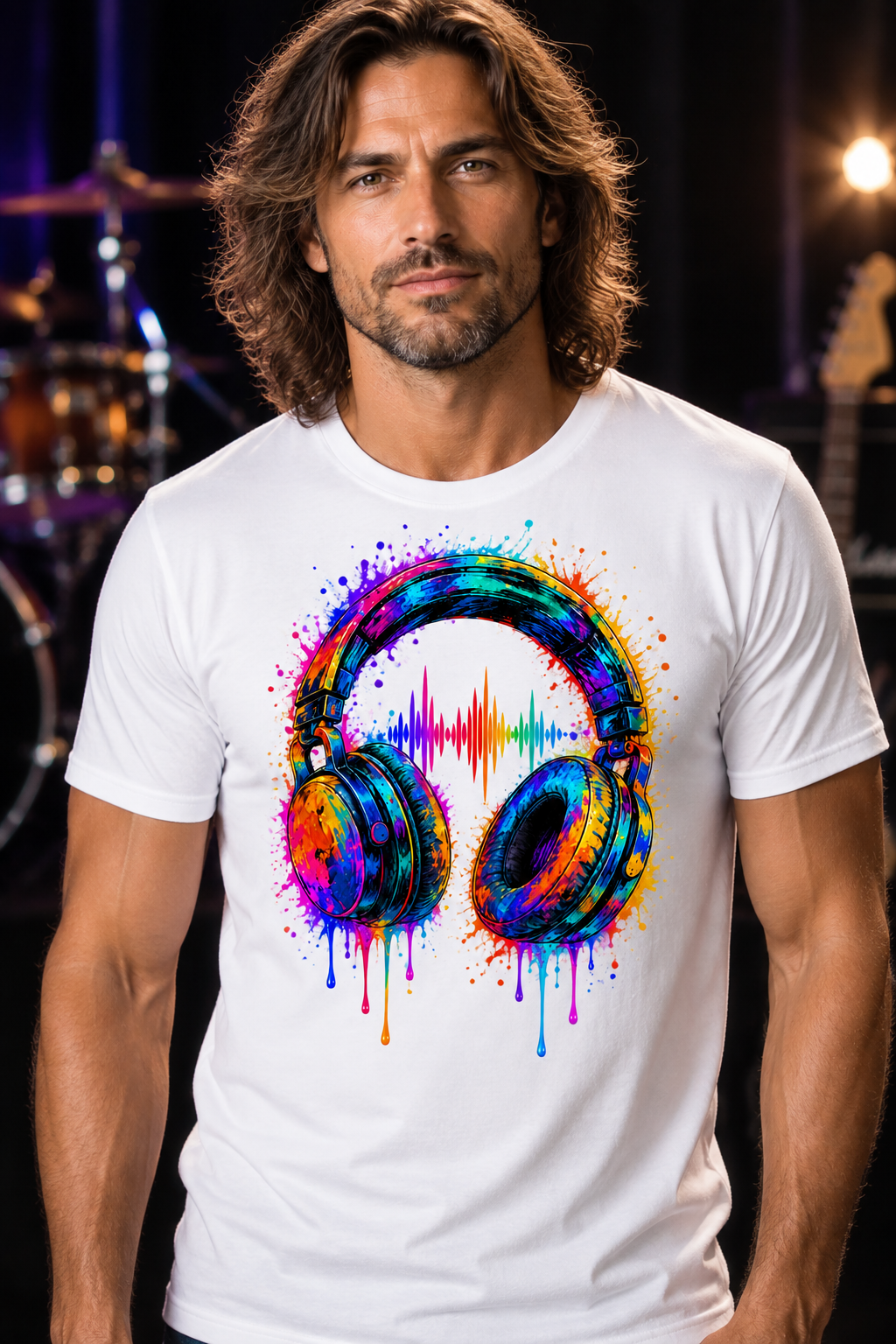 Color Splash Headphones T-Shirt