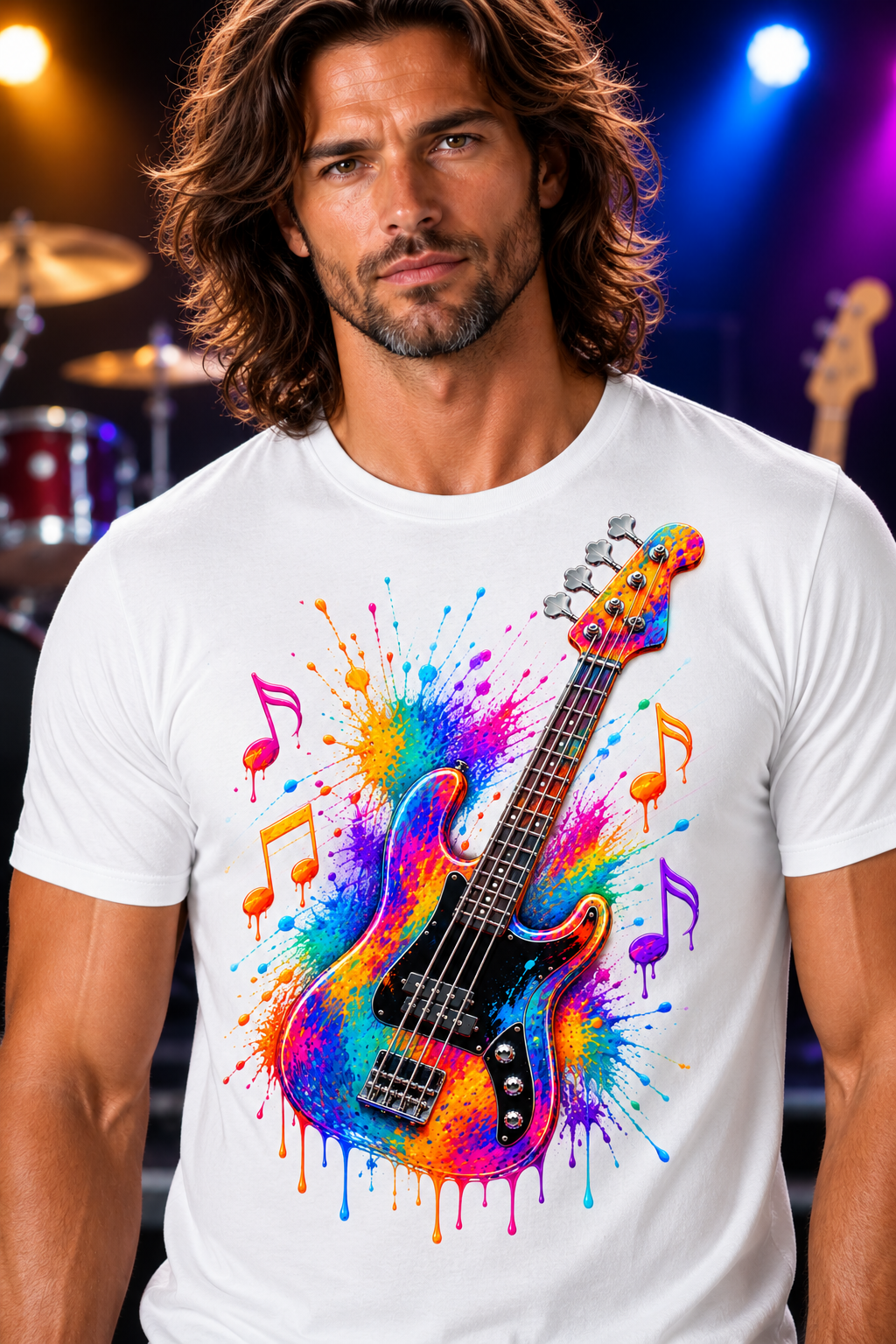 Color Splash Bass Guitar T-Shirt