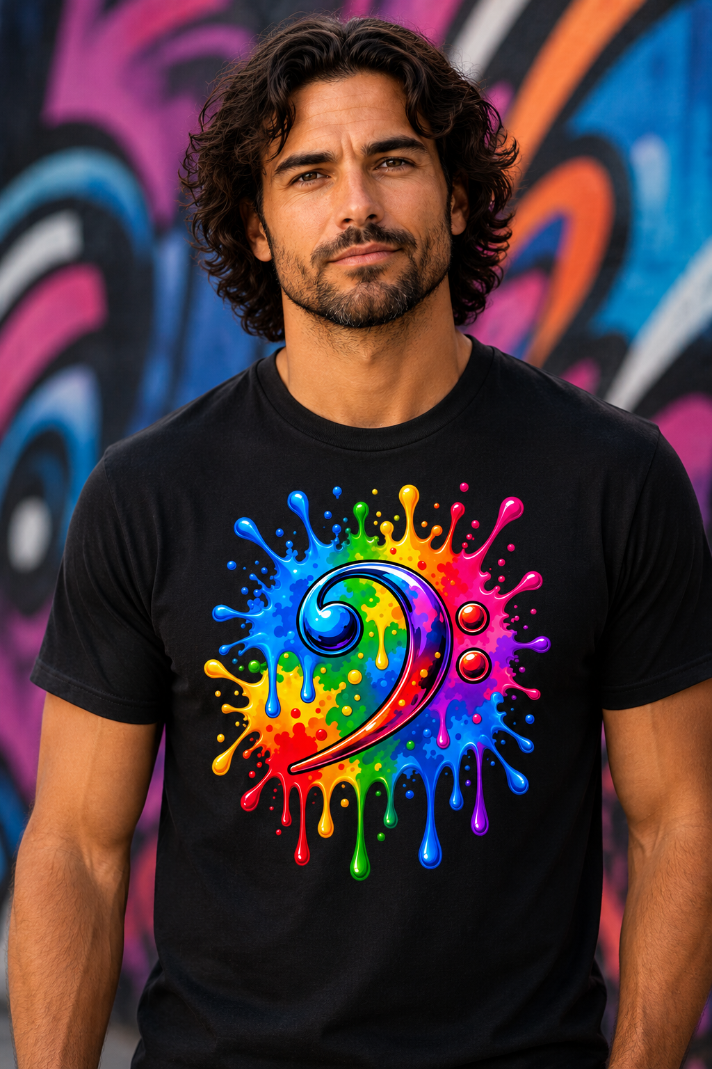 Color Splash Bass Clef T-Shirt
