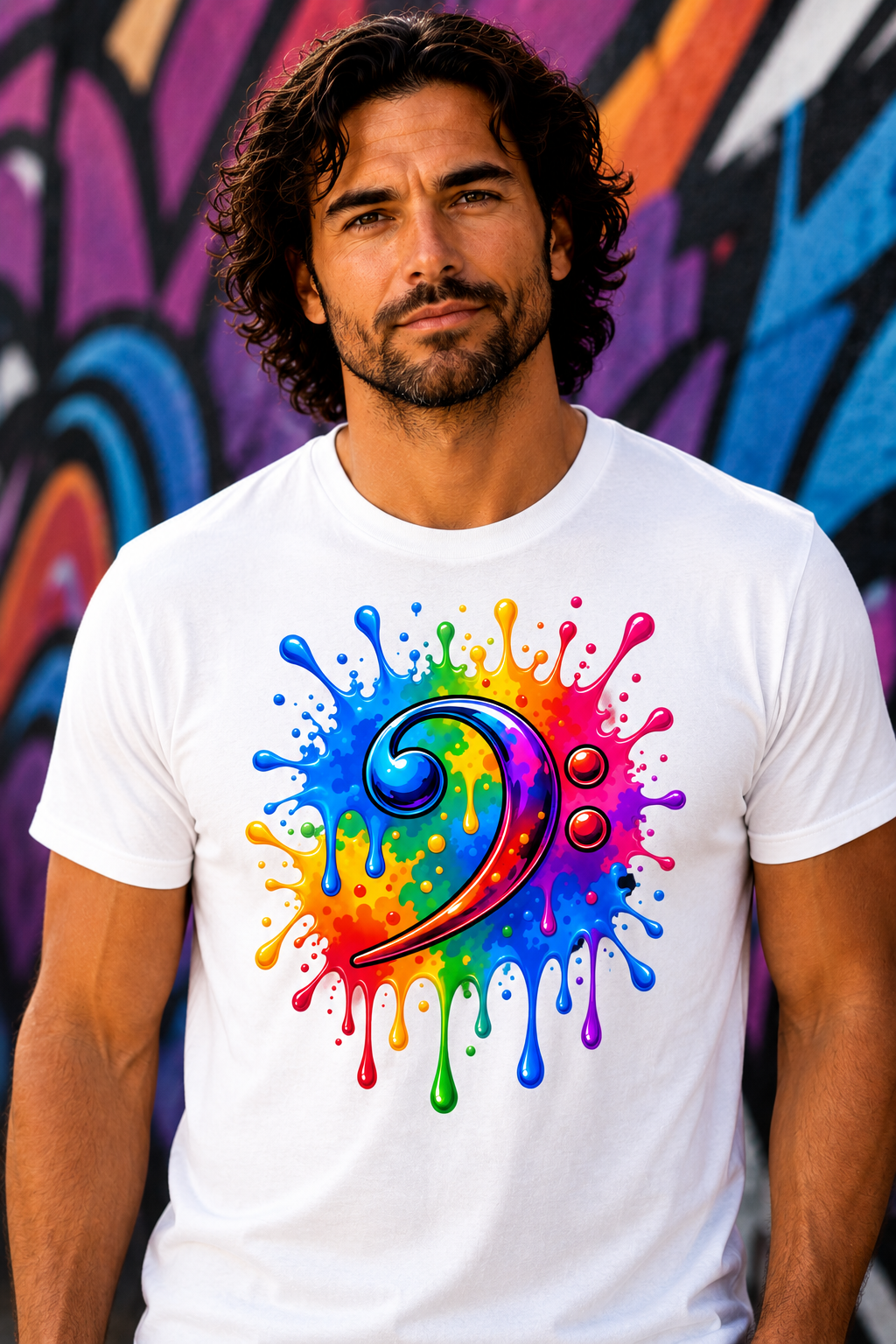 Color Splash Bass Clef T-Shirt