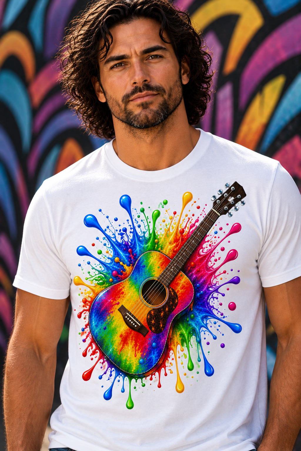 Color Splash Acoustic Guitar T-Shirt