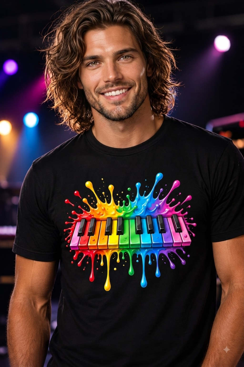 Color Splash Rainbow Piano T-Shirt