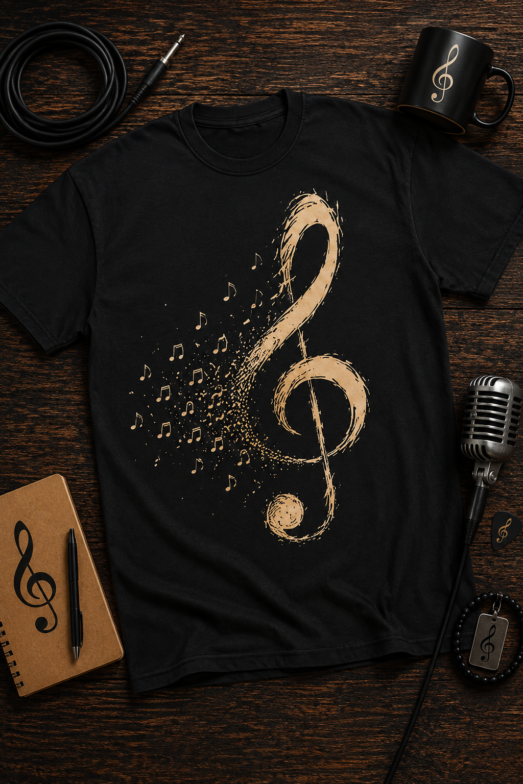 Treble Clef Music Garment-Dyed T-Shirt