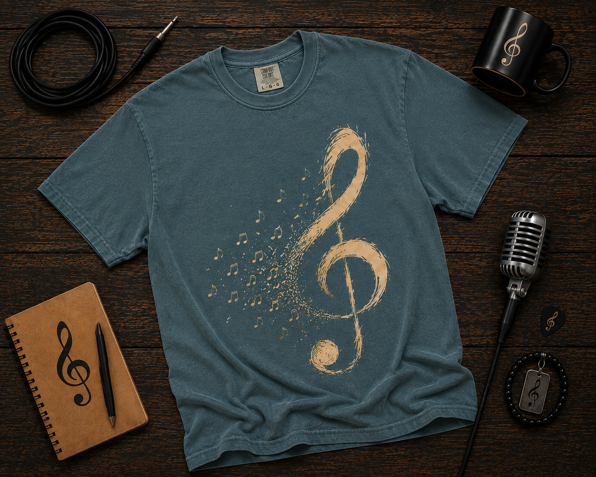Treble Clef Music Garment-Dyed T-Shirt