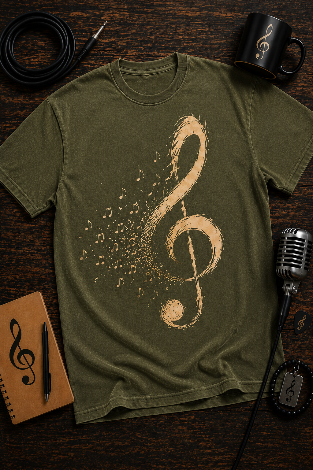 Treble Clef Music Garment-Dyed T-Shirt