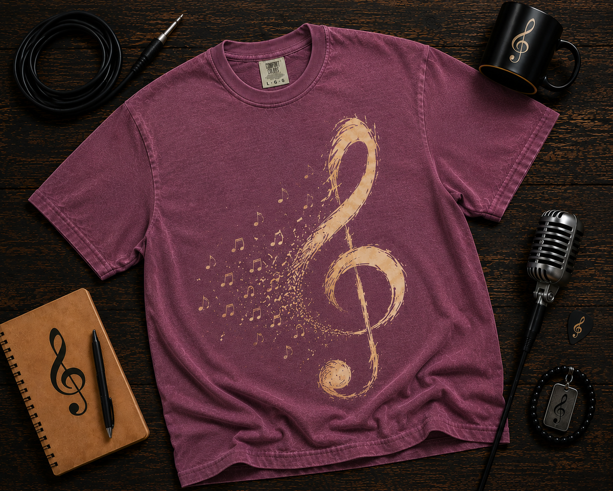 Treble Clef Music Garment-Dyed T-Shirt