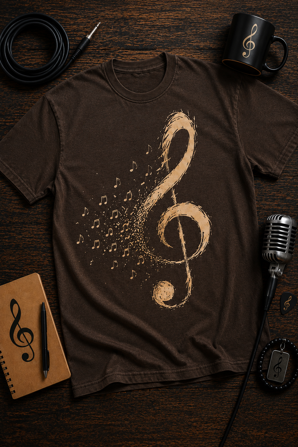 Treble Clef Music Garment-Dyed T-Shirt