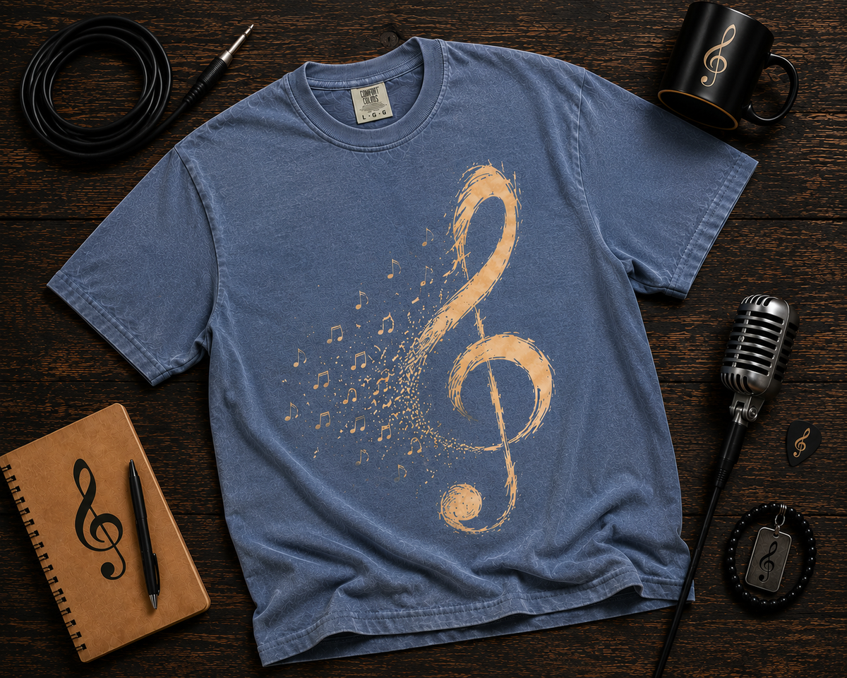Treble Clef Music Garment-Dyed T-Shirt