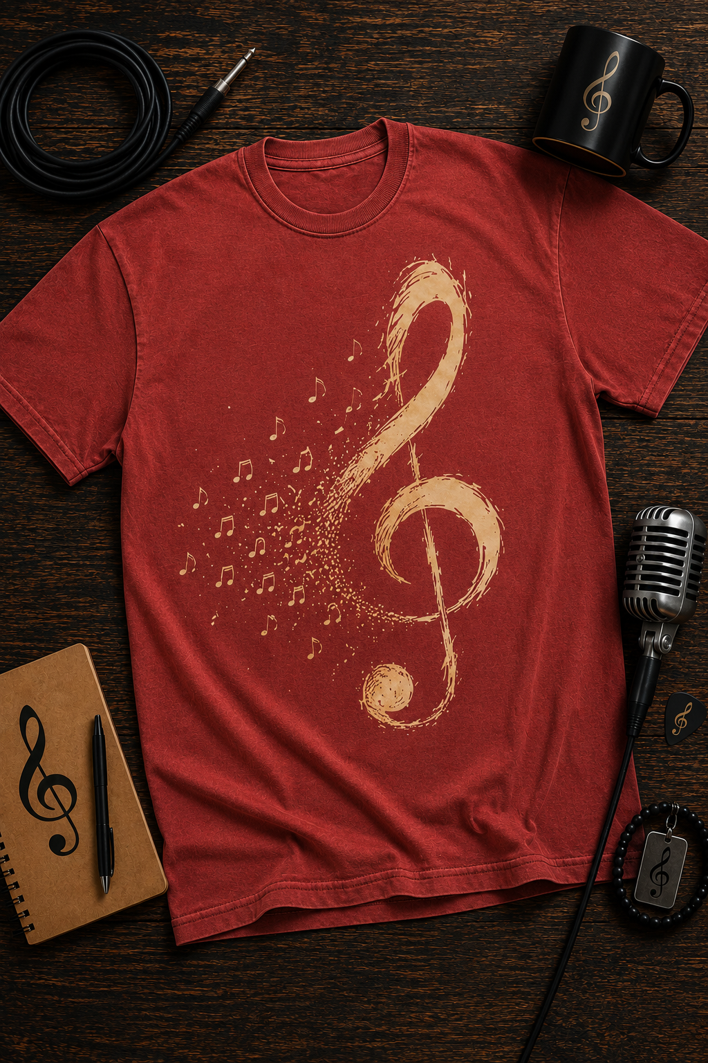 Treble Clef Music Garment-Dyed T-Shirt