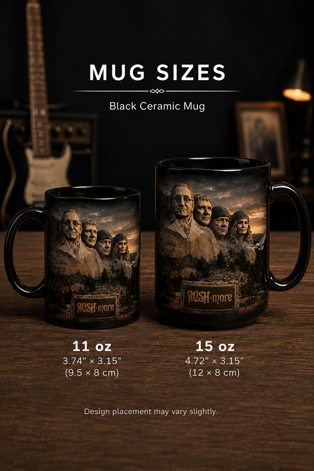 Rush-More Black Ceramic Mug | Classic Rock Coffee Mug | 11oz & 15oz Music Lover Gift