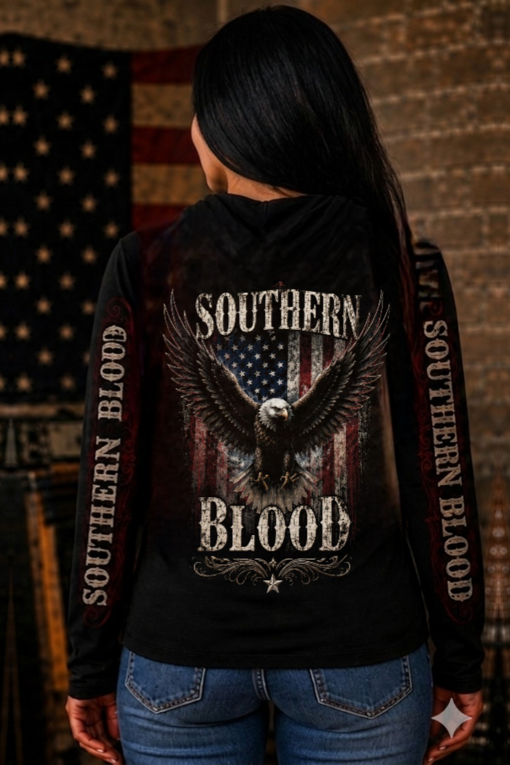 Southern Blood Eagle Hoodie – Patriotic Southern Rock Long Sleeve