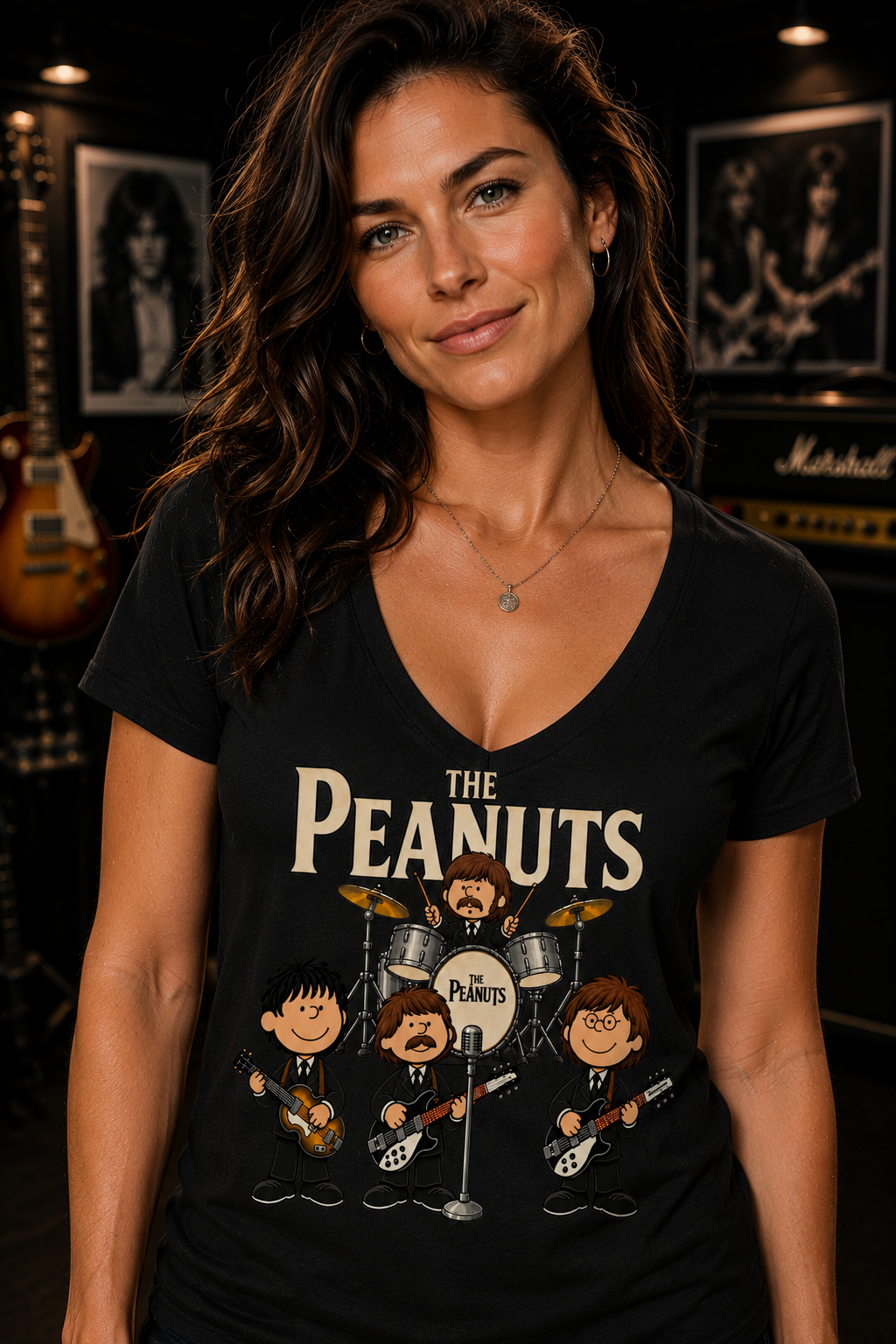 The Peanuts Beatles Inspired V-Neck T-Shirt | Classic Rock