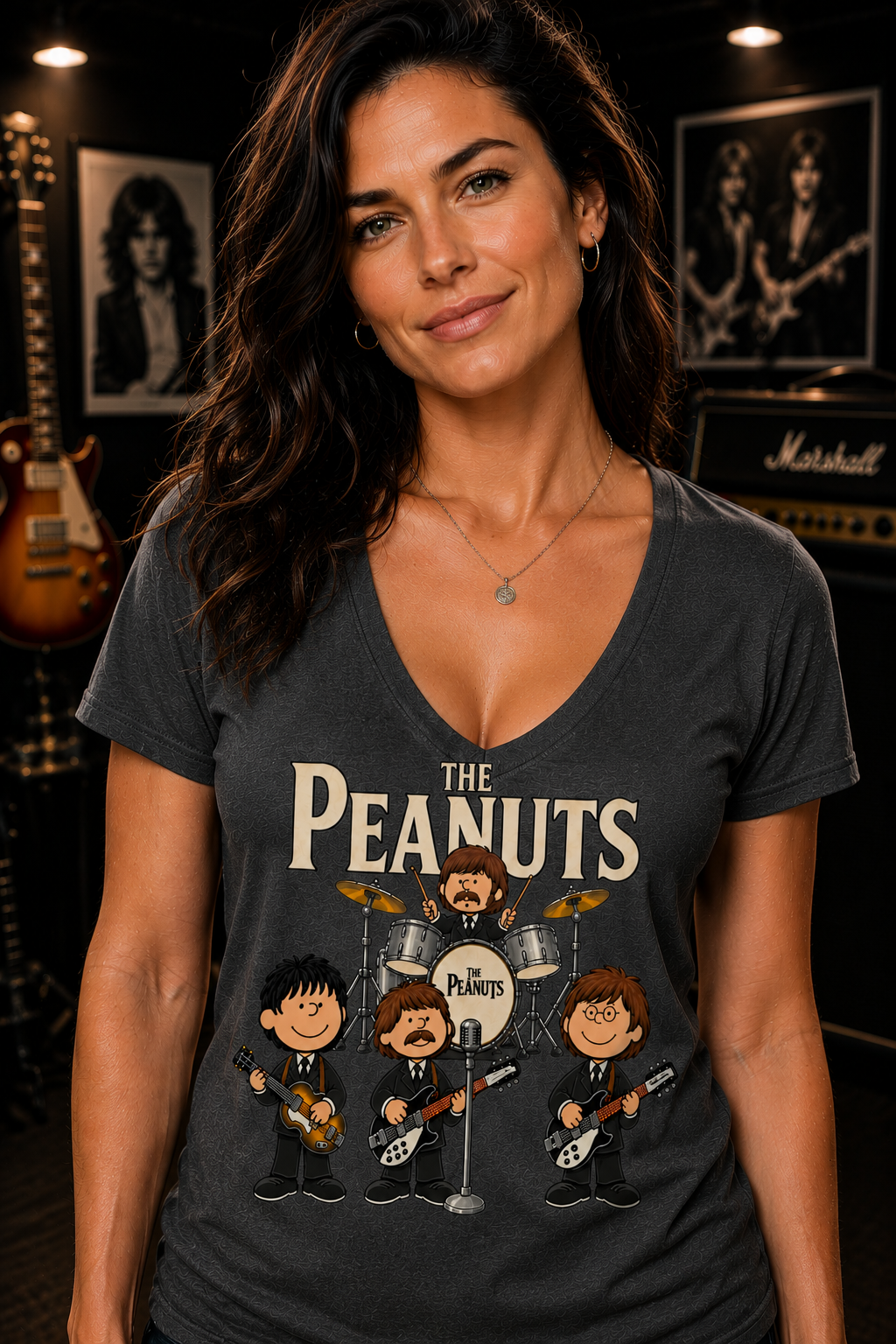 The Peanuts Beatles Inspired V-Neck T-Shirt | Classic Rock