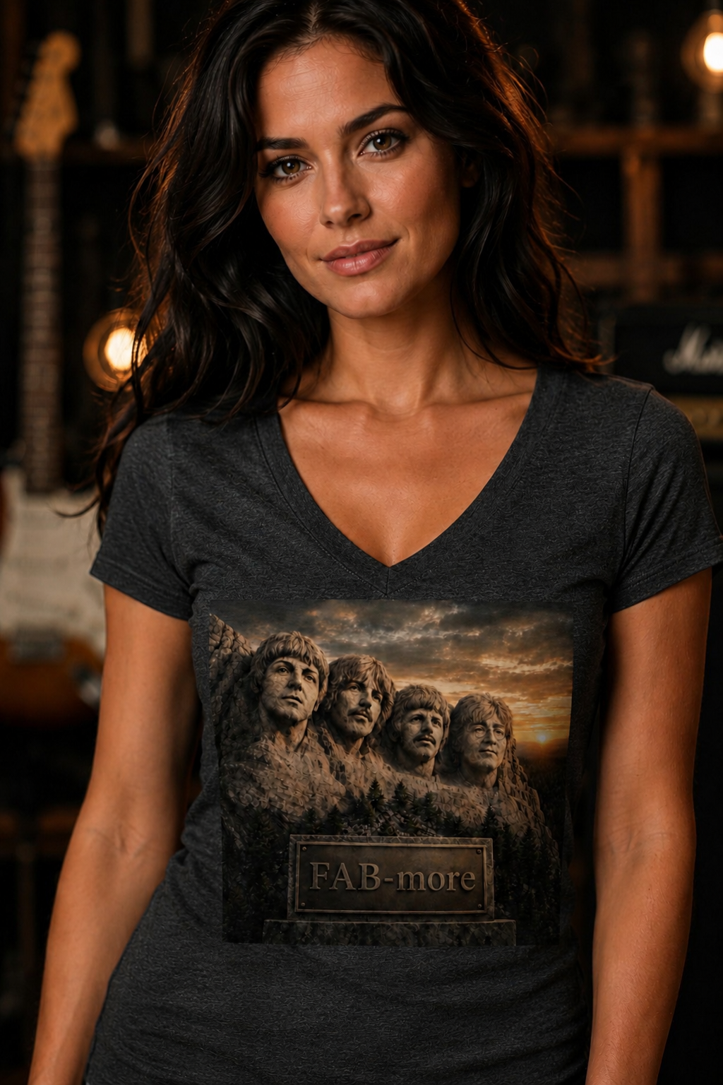 Mount Fab-More Beatles Inspired V-Neck T-Shirt | Classic Rock