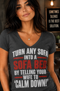 Calm Down Sofa Bed Funny V-Neck T-Shirt