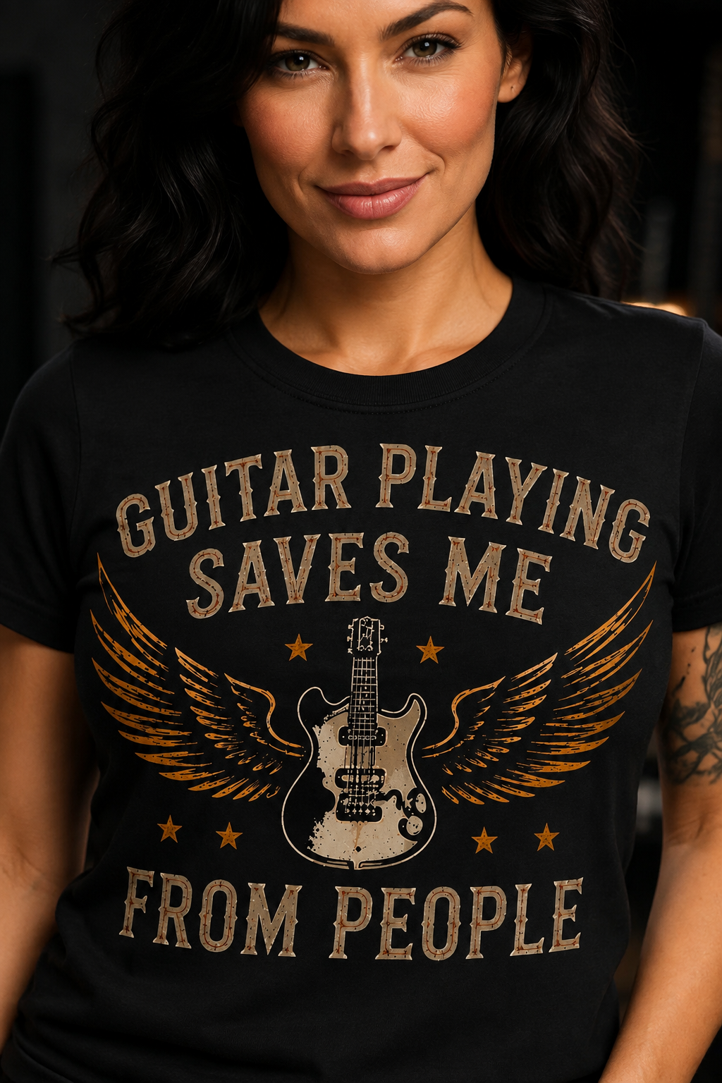 Guitar Playing Saves Me From People V-Neck T-Shirt