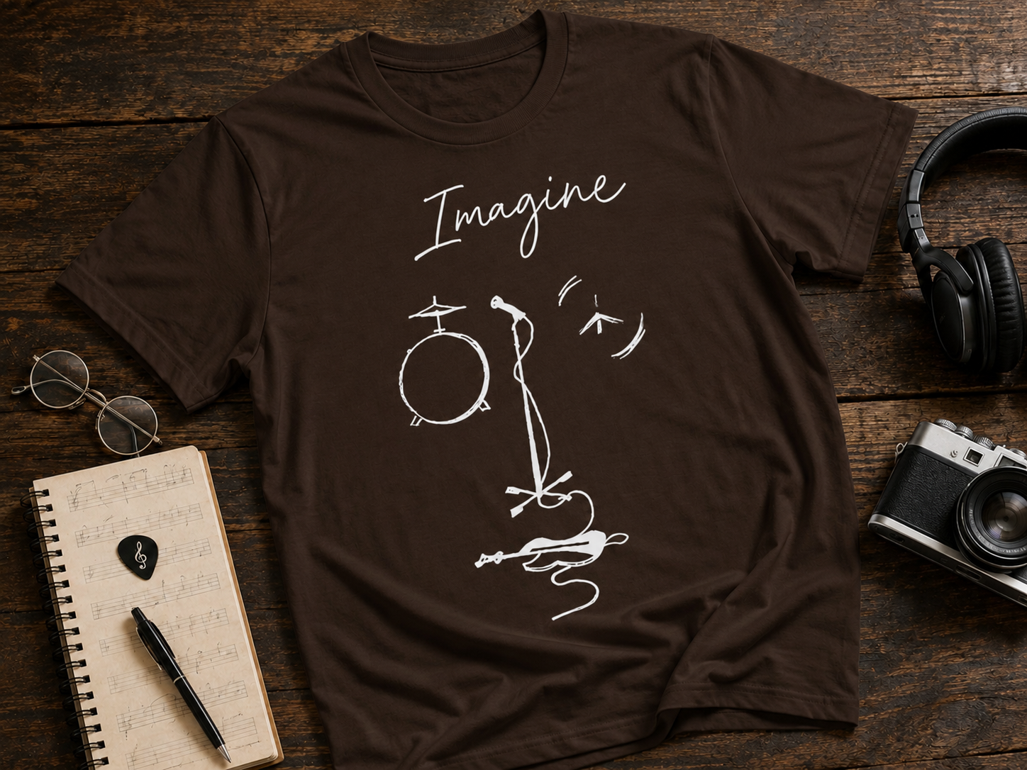 Imagine Music Sketch Garment-Dyed T-Shirt | Fab-More