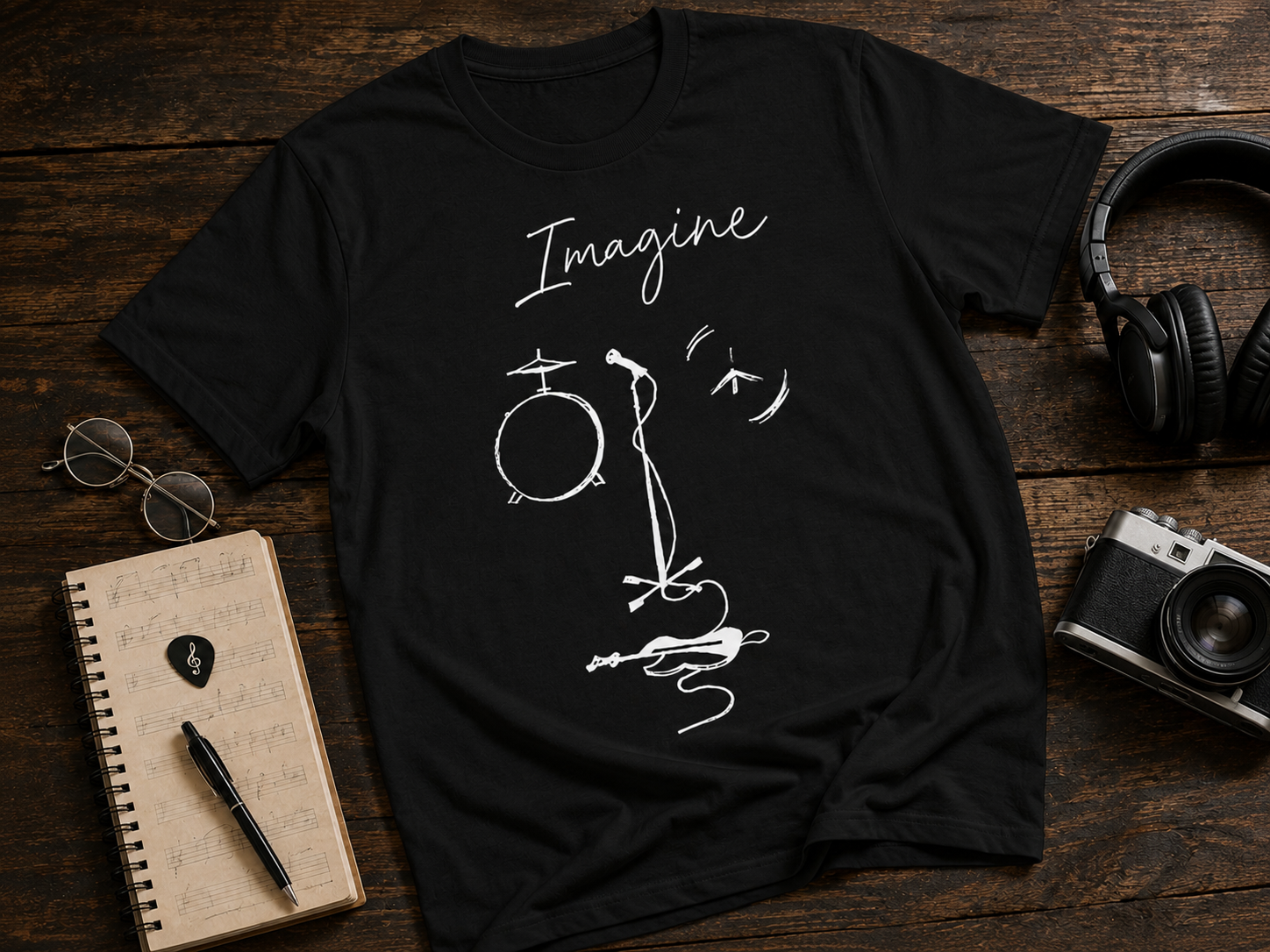 Imagine Music Sketch Garment-Dyed T-Shirt | Fab-More