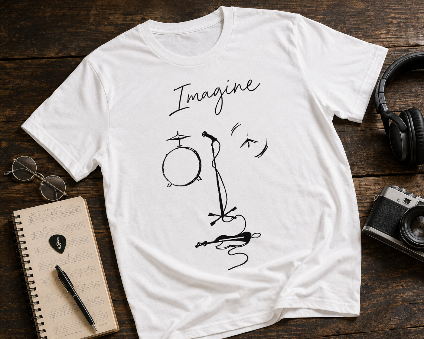 Imagine Music Sketch Garment-Dyed T-Shirt | Fab-More