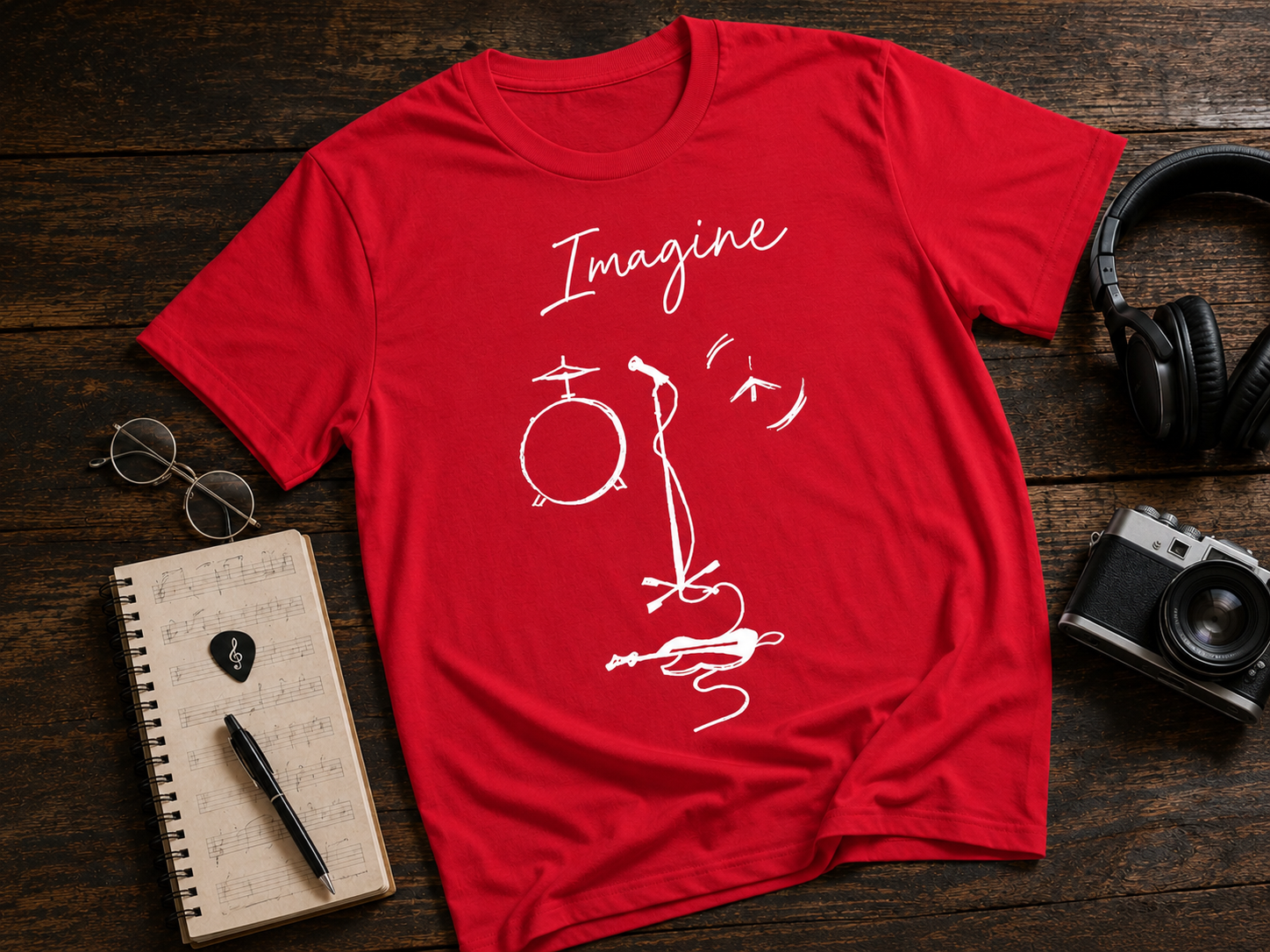 Imagine Music Sketch Garment-Dyed T-Shirt | Fab-More