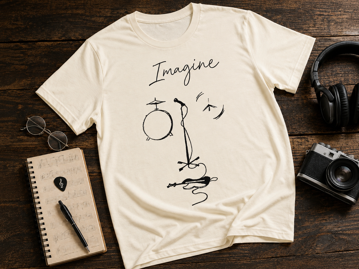 Imagine Music Sketch Garment-Dyed T-Shirt | Fab-More