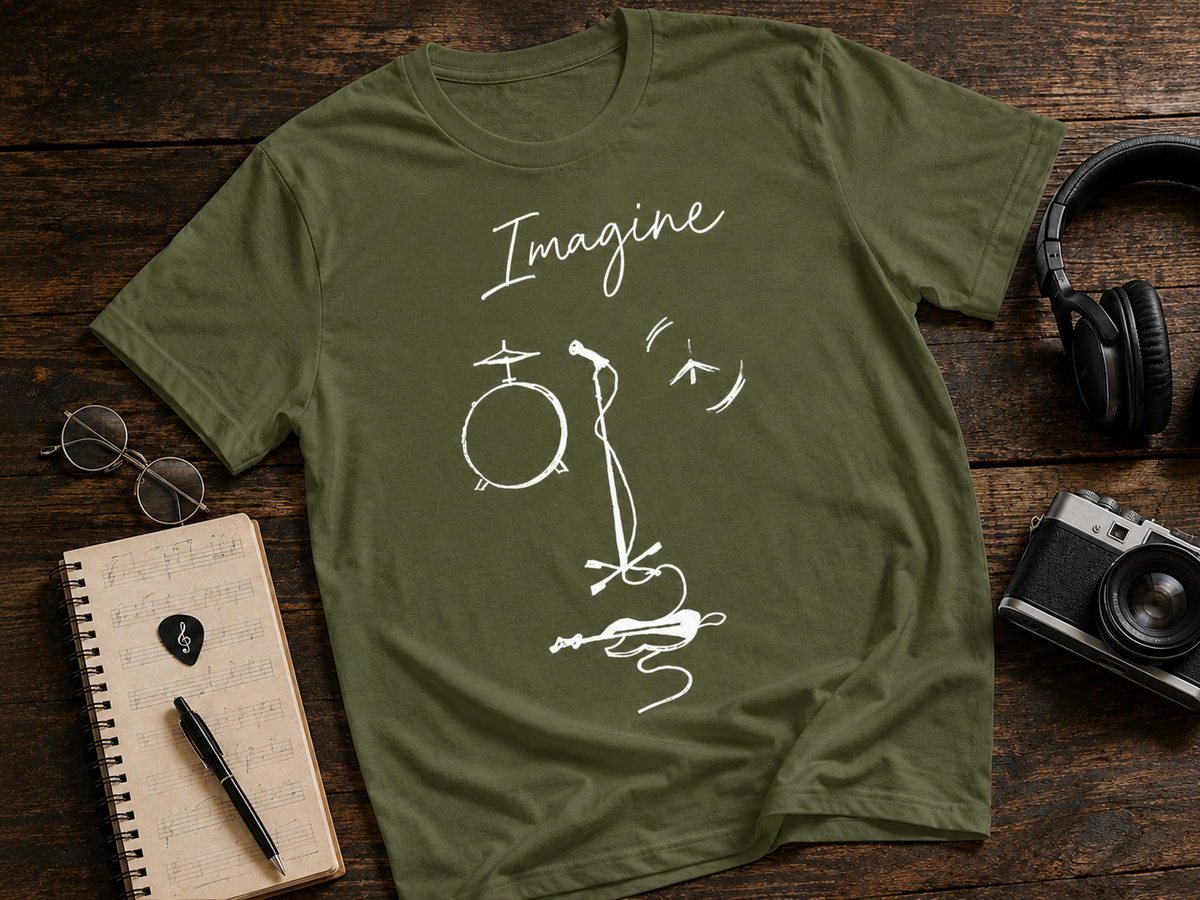 Imagine Music Sketch Garment-Dyed T-Shirt | Fab-More