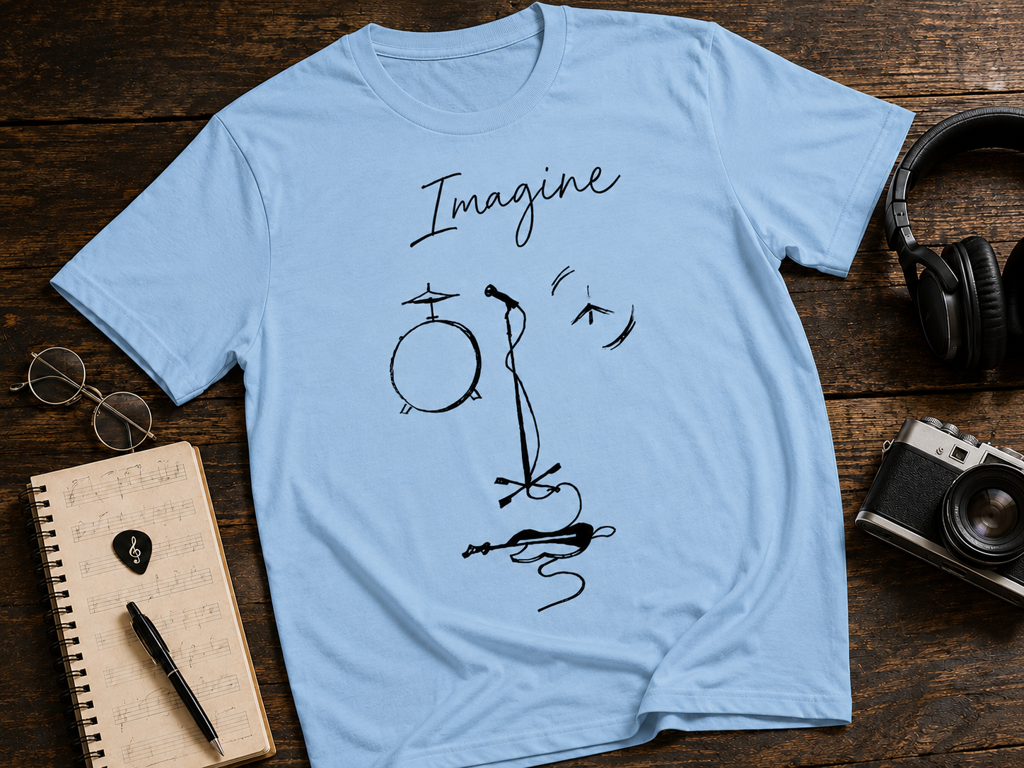 Imagine Music Sketch Garment-Dyed T-Shirt | Fab-More