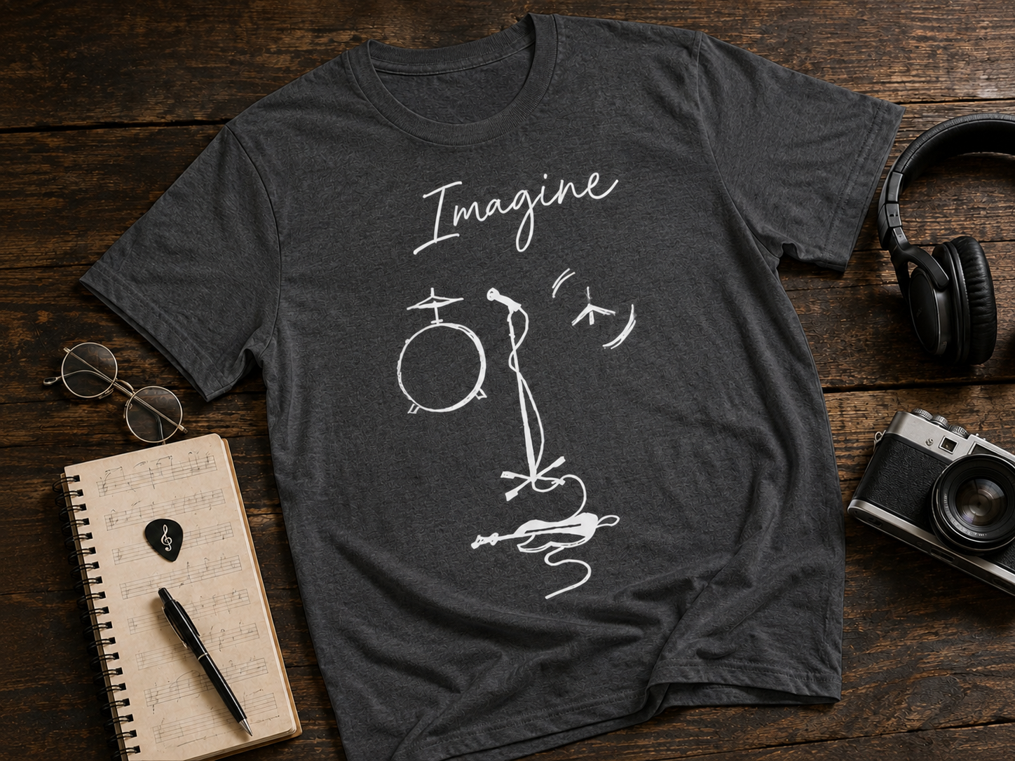 Imagine Music Sketch Garment-Dyed T-Shirt | Fab-More