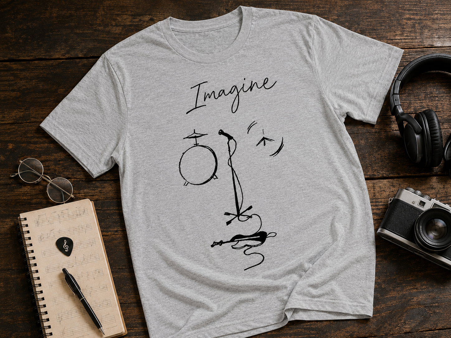 Imagine Music Sketch Garment-Dyed T-Shirt | Fab-More