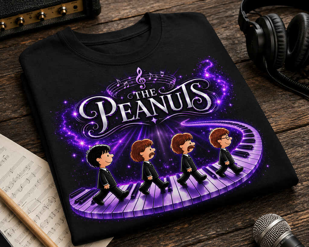 The Peanuts Cosmic Piano Walk Music T-Shirt | Classic Rock