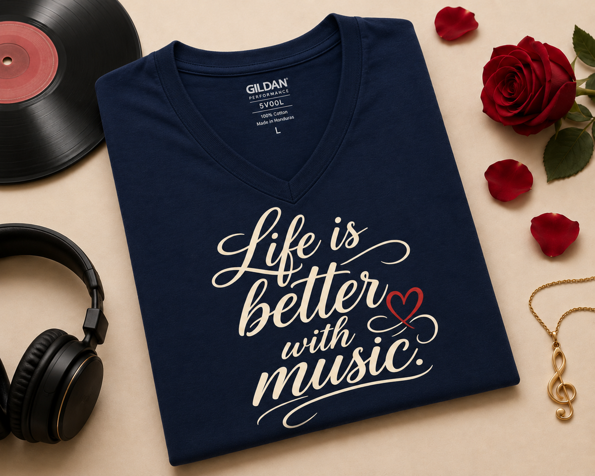 Life Is Better With Music V-Neck T-Shirt