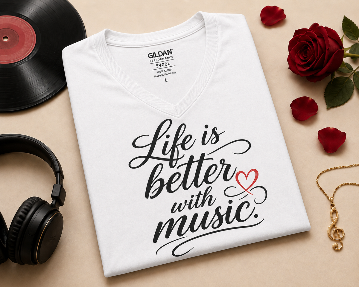 Life Is Better With Music V-Neck T-Shirt
