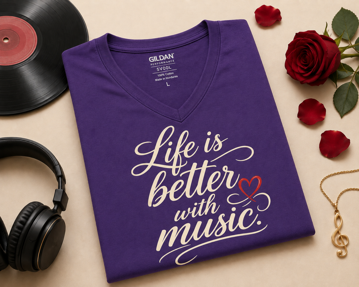 Life Is Better With Music V-Neck T-Shirt