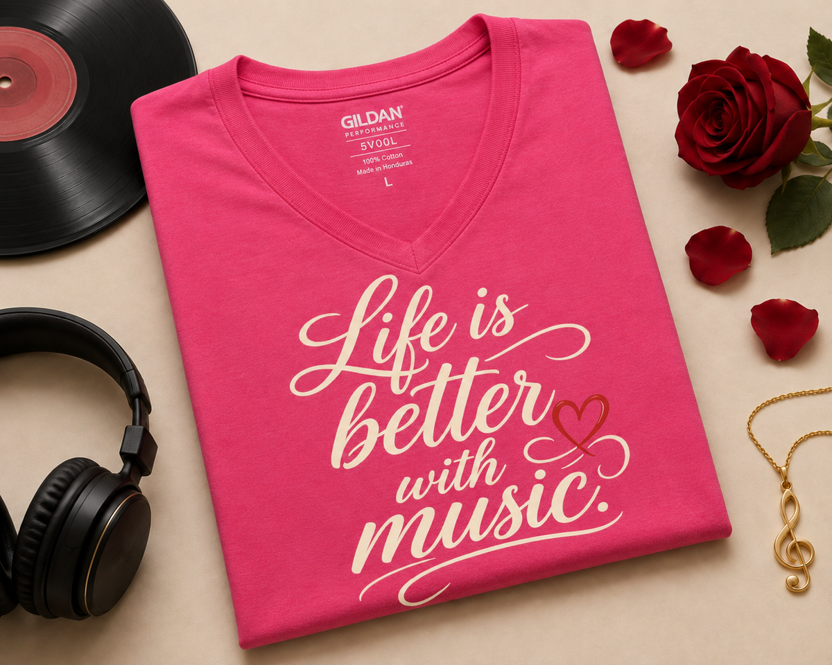 Life Is Better With Music V-Neck T-Shirt